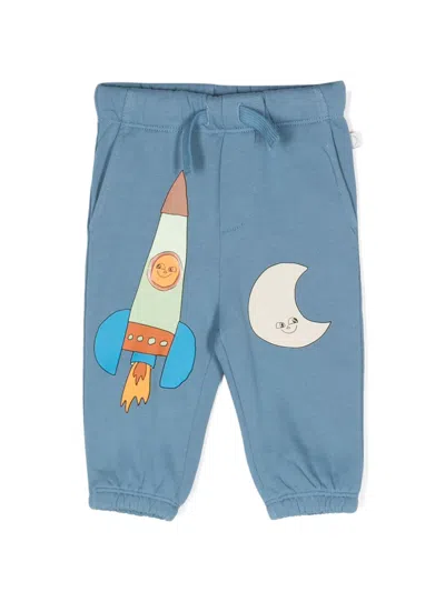 Stella Mccartney Babies' Mid-rise Cotton Track Trousers In Blau