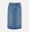 Stella Mccartney Bluesnap Denim Midi Skirt In Blue