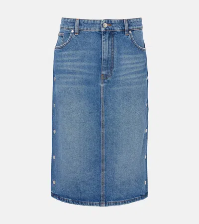 Stella Mccartney Bluesnap Denim Midi Skirt In Snap Blue