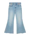 Stella Mccartney Bootcut Distressed Denim Trousers With Gold Stitching In Blue