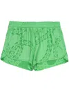 Stella Mccartney Mid-rise Satin Finish Shorts In Grün