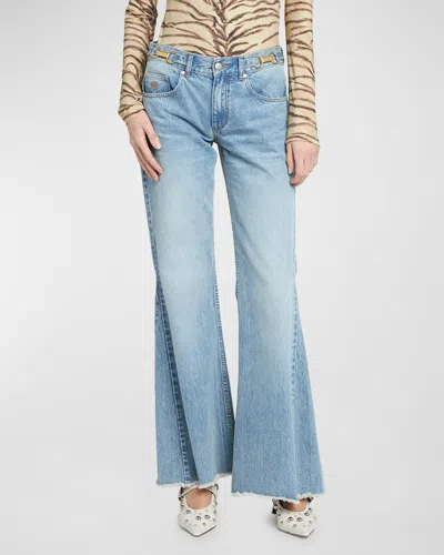 Stella Mccartney Mid-rise Vintage Blue Hardware-detail Bootcut Jeans