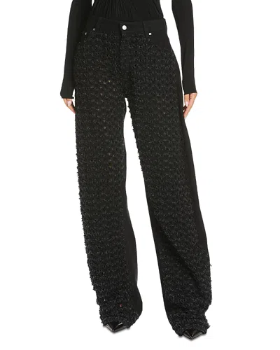 Stella Mccartney Mid Waist Laser Boucle Relaxed Curve Jeans In Black