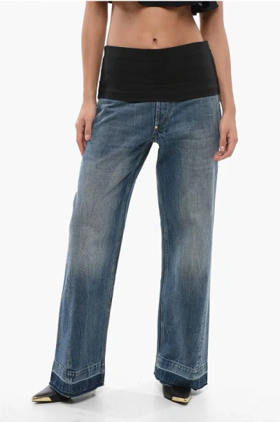 Stella Mccartney Mid Washed Straight Fit Denims With Tuxedo Detail 27cm In Blue