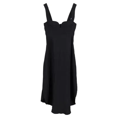 Stella Mccartney Midi Detailed Neckline Sleeveless Dress In Black Viscose