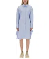 Stella Mccartney Hem Asymmetric Shirt Dress With Chest Pocket In Blue