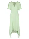Stella Mccartney Envers Satin V Neck Dress In Green