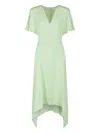 Stella Mccartney Envers Satin V Neck Dress In Green
