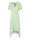 Stella Mccartney Envers Satin V Neck Dress In Green