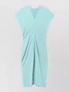 Stella Mccartney Midi Dress With V-neck And Drape In Blue