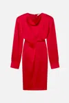 Stella Mccartney Midi Dress With Ring Neckline And Long Sleeves In Red