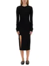 Stella Mccartney Studded Long Sleeve Midi Dress In Black