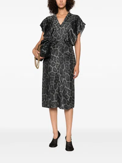 Stella Mccartney Midi Dress With V-neck In Multi