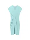Stella Mccartney Midi Dress With V-neck And Drape In Blue