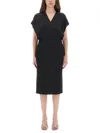 Stella Mccartney Midi Dress With Wing Sleeves In Black