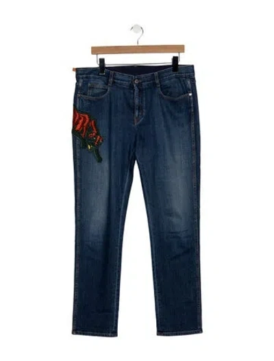 Pre-owned Stella Mccartney Mid-rise Straight Leg Jeans In Blue