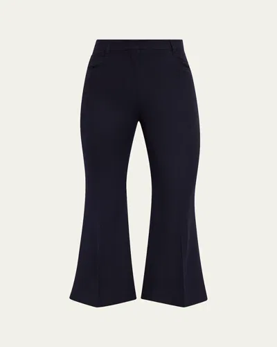 Stella Mccartney Mid-rise Wool Kickflare Crop Pants In Navy