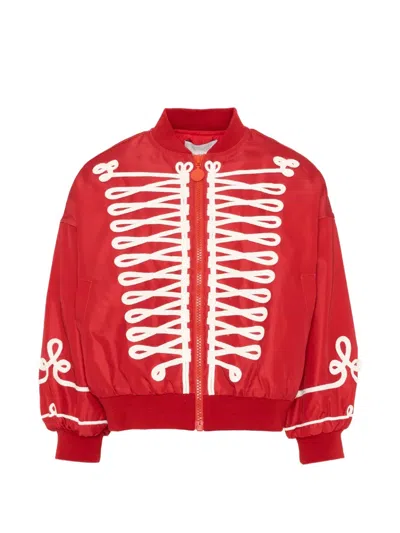 Stella Mccartney Military-inspired Ruched-back Jacket In Red