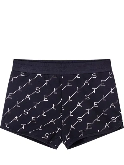 Stella Mccartney Mini Bermuda Shorts With Logo Print In Black