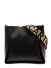 STELLA MCCARTNEY MINI BLACK CROSSBODY BAG WITH PERFORATED LOGO IN FAUX LEATHER WOMAN