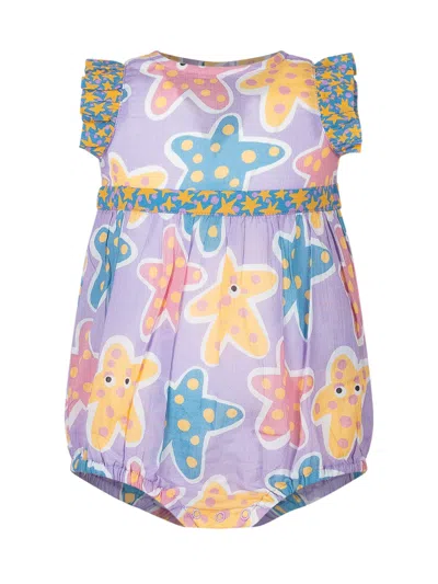 Stella Mccartney Mini Bodysuit With Star Print In Viola/multicolor