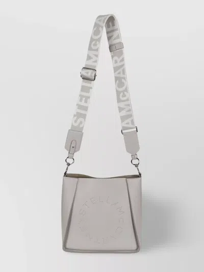 Stella Mccartney Mini Crossbody Bag Embossed Grainy Mat Studded Logo In Fog