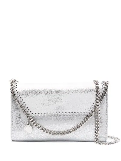 Stella Mccartney Mini Crossbody Eco Shiny Dotted Bags In Gray