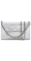 Stella Mccartney Mini Crossbody Eco Shiny Dotted Chamois With Palladium Color Wallet On Chain Silver In Metallic