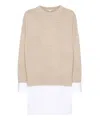 Stella Mccartney Women Maglione Stratificato In Lana E Cotone In Beige