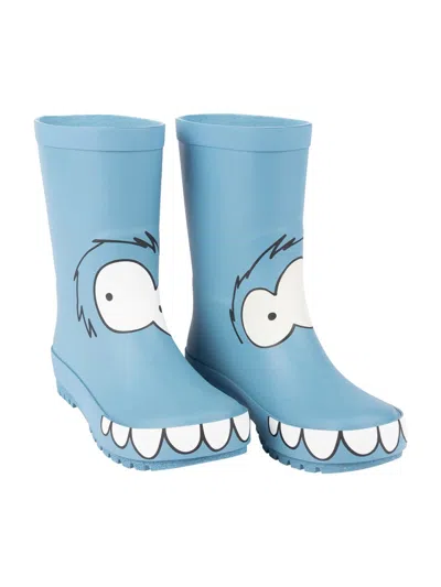 Stella Mccartney Mini Face Boots For Kids In Azure