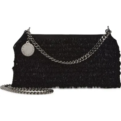 Stella Mccartney Mini Falabella Beaded Satin Evening Bag In Black