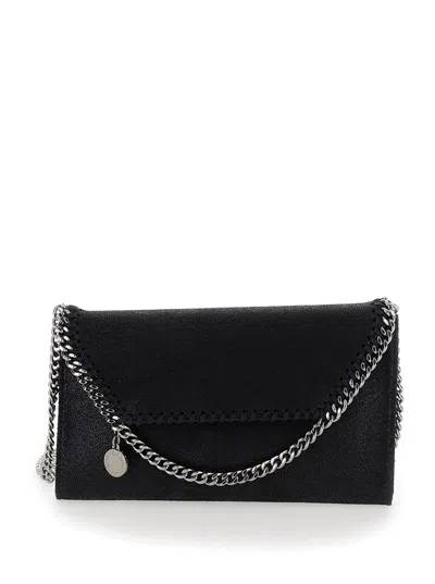 Stella Mccartney Mini Falabella Black Crossbody Bag With Logo Charm In Eco Leather Woman