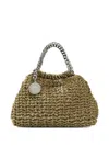Stella Mccartney Falabella Mini Drawstring Velvet Top Handle Bag In Green