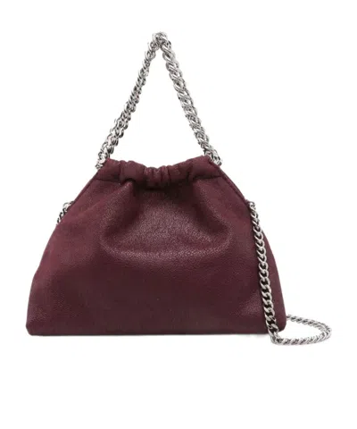 Stella Mccartney Mini Falabella Chain-trimmed Drawstring Tote Bag In Burgundy