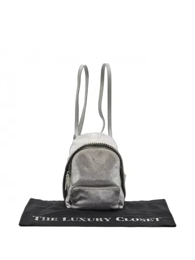Pre-owned Stella Mccartney Mini Falabella Chain-trim Backpack In Silver