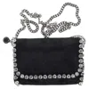 Stella Mccartney Mini Falabella Crossbody Bag In Black Shaggy Deer In Black