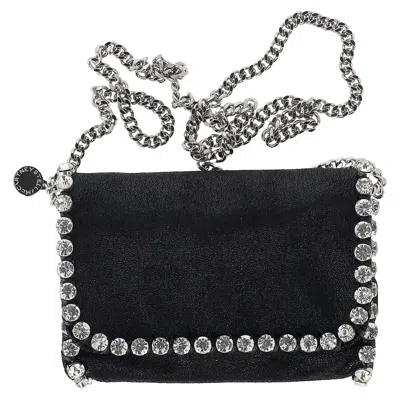 Stella Mccartney Mini Falabella Crossbody Bag In Black Shaggy Deer