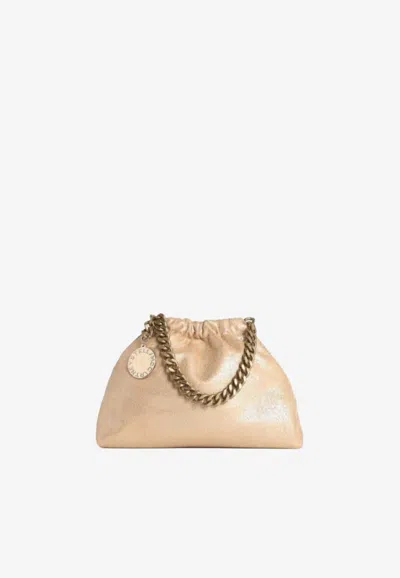 Stella Mccartney Mini Falabella Drawstring Crossbody Bag In Gold