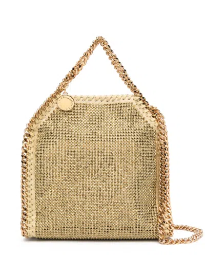 Stella Mccartney Mini Falabella Crystal Shoulder Bag In Gold