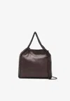 Stella Mccartney Mini Falabella Enamel Tote Bag In Mahogany