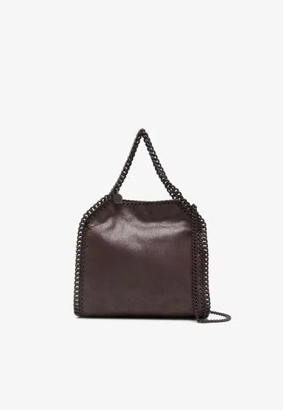Stella Mccartney Mini Falabella Enamel Tote Bag In Mahogany