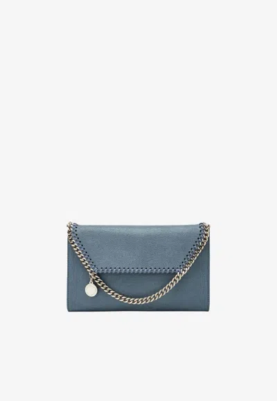 Stella Mccartney Mini Falabella Faux Leather Clutch Bag In Blue