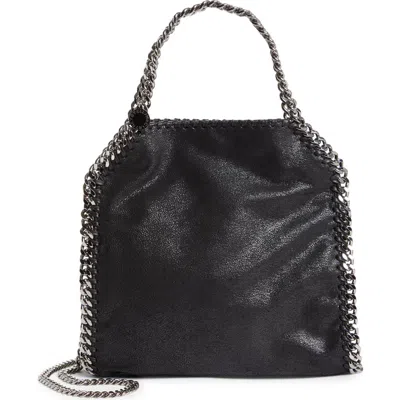 Stella Mccartney Mini Falabella Faux Leather Tote In Black W/silver