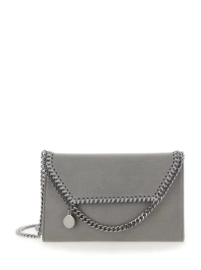 Stella Mccartney Mini Falabella Grey Crossbody Bag With Logo Charm In Eco Leather Woman