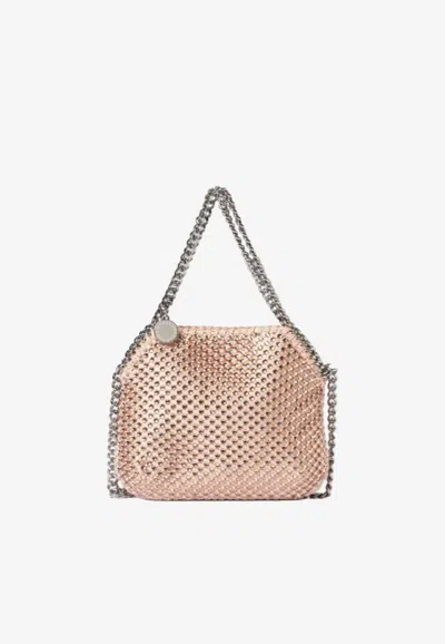 Stella Mccartney Mini Falabella Mesh And Crystal Crossbody Bag In White