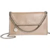 Stella Mccartney Mini Falabella Metallic Crossbody Bag In Gold/ Gypsy Red
