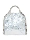 Stella Mccartney Mini Falabella Metallic-effect Tote Bag In Silver