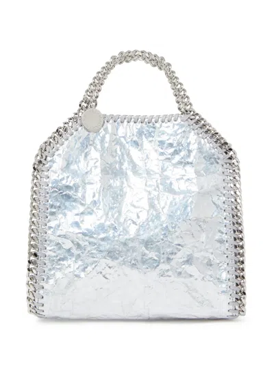 Stella Mccartney Mini Falabella Metallic-effect Tote Bag In Silver