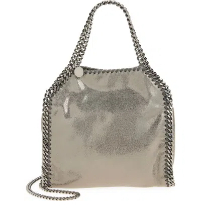 Stella Mccartney Mini Falabella Metallic Faux Leather Tote In Gray