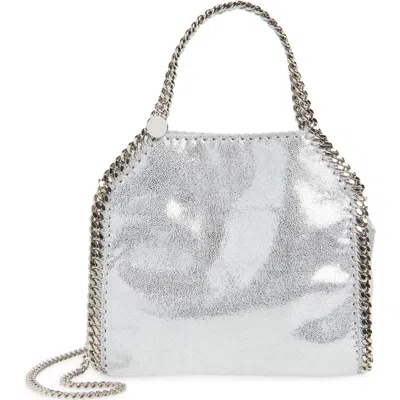 Stella Mccartney Mini Falabella Metallic Faux Leather Tote In Silver